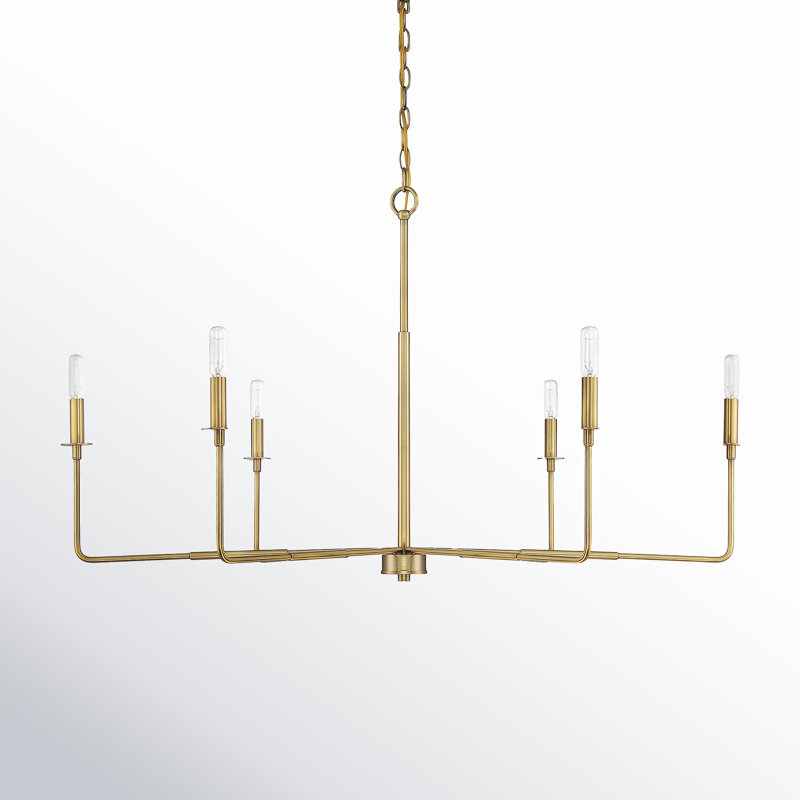 Alysa 6 - Light Candle Style Classic Chandelier in Warm Brass, Warm Brass