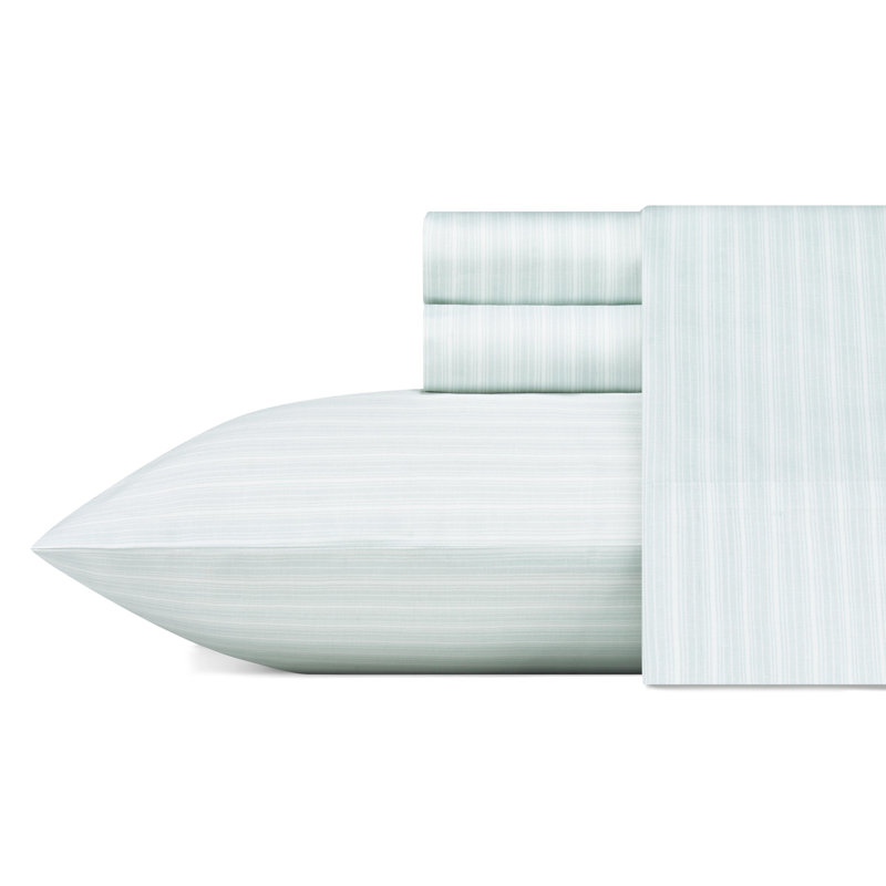 4-Piece 300 Thread Count Sateen Cotton Sheet Set, Full Sheet Set with 2 Pillowcases, Lottie Blue