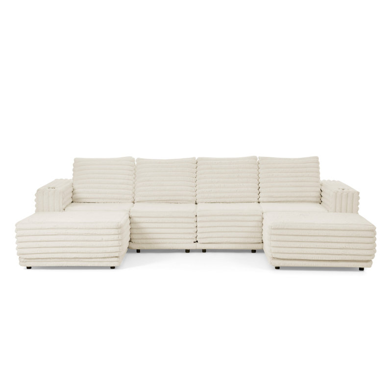 Nuve Cream 6-Piece Sectional, Cream