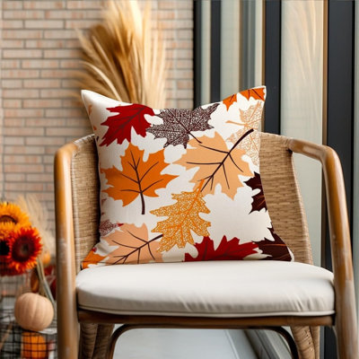 Maple Leaf Fall Pillow Covers Set of 2 | Autumn Thanksgiving Decorative Throw Pillow Cases for Farmhouse Home Décor