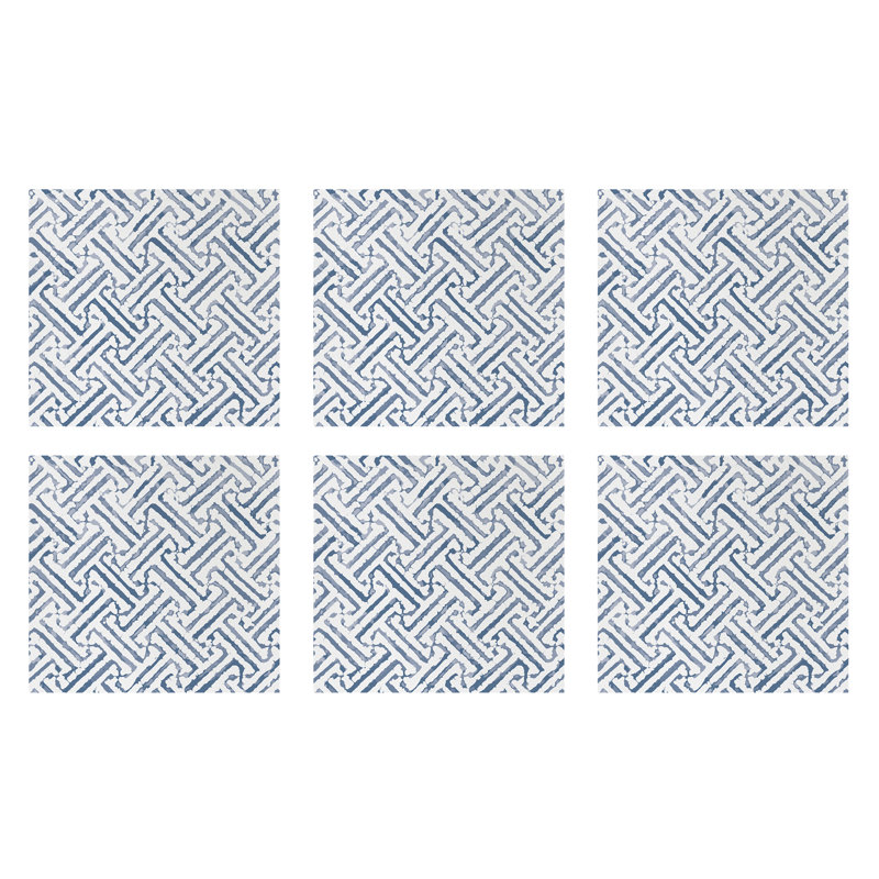 Serviettes à cocktail Greek Keys de papiersoftoft (paquet de 20), Bleu, L 16 po x L 16 po
