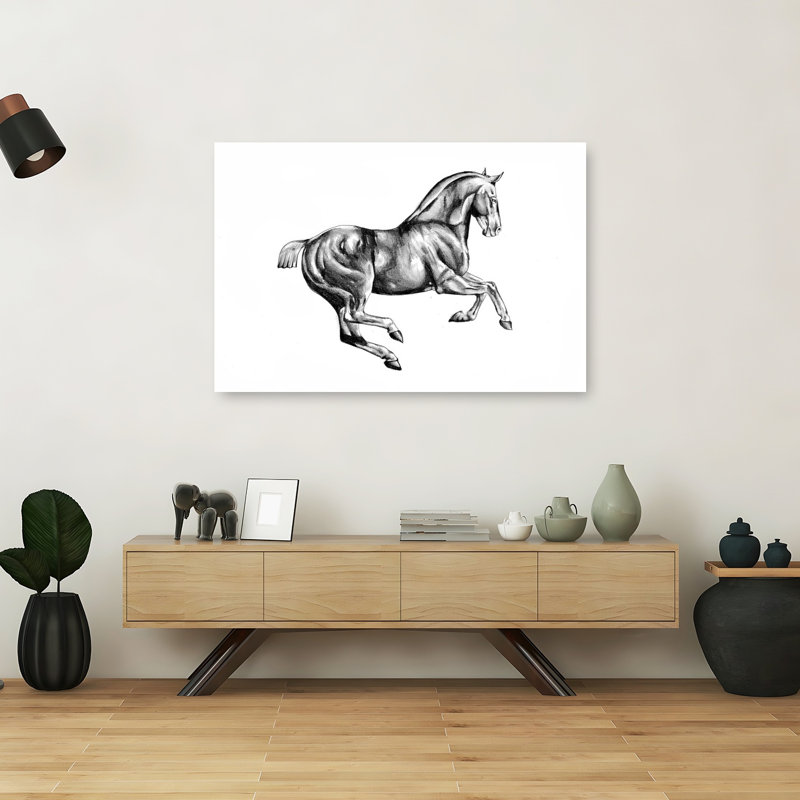 Dessin de cheval majestueux, affiche murale contemporaine élégante représentant un cheval, H 40 po x l 60 po