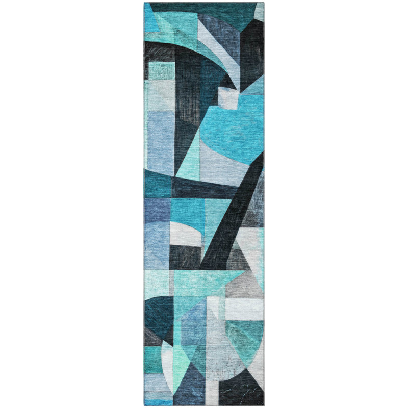 Premium Machine Washable Lubbers AMF1757 Abstract Rug, Runner 2'3" x 7'6"