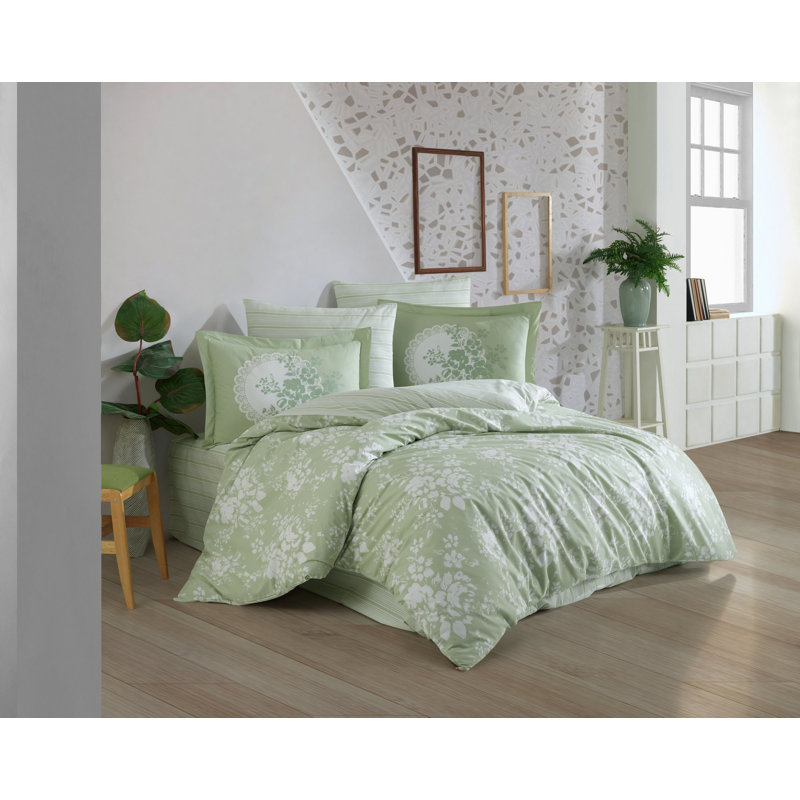 Ensemble de housse de couette 100% coton Hazelwood, Vert, Housse de couette 63 "x 87" + 2 pièces supplémen