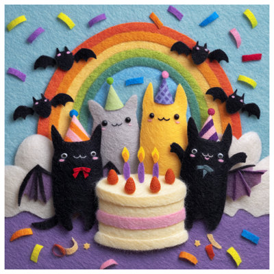 Housses de couette Felt Cats Rainbow Cake