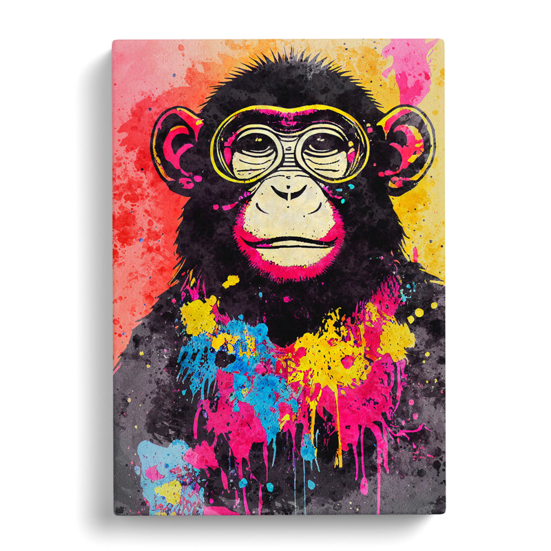 Monkey Paint Splash No.4 - Wrapped Canvas, 76cm H x 50cm W x 3cm D