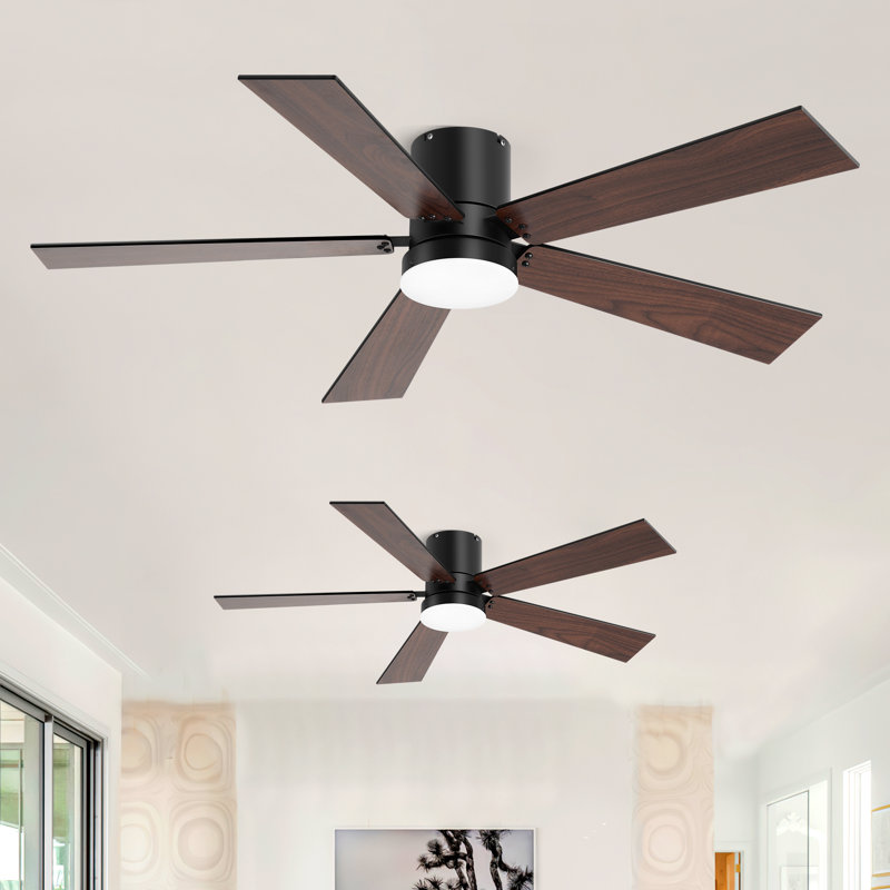 Paquet de 2 ventilateur de plafond brun de 42 po avec 5 pales en contreplaqué et ventilateur à télécommande 6 vitesses pour appartement