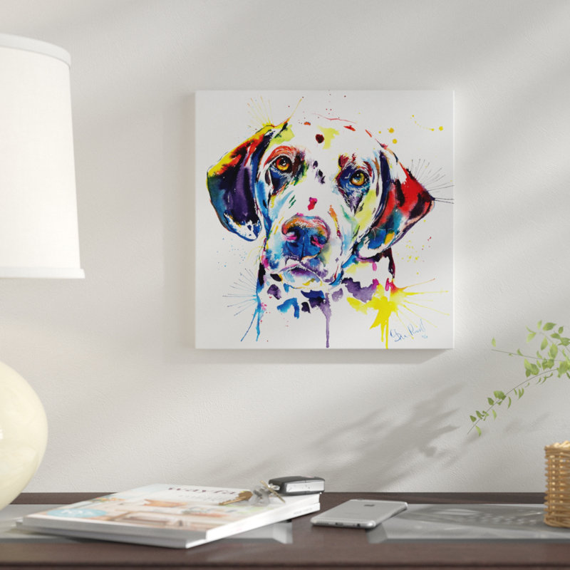 « dalmation », impression sur toile, H 18 po x l 18 po x P 1,5 po, Toile avec cadre noir, Pas de tapis
