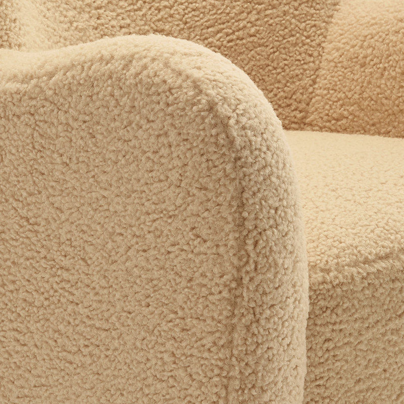 Fauteuil d'appoint pivotant en sherpa à oreilles Montrose, Mélange de polyester ivoire