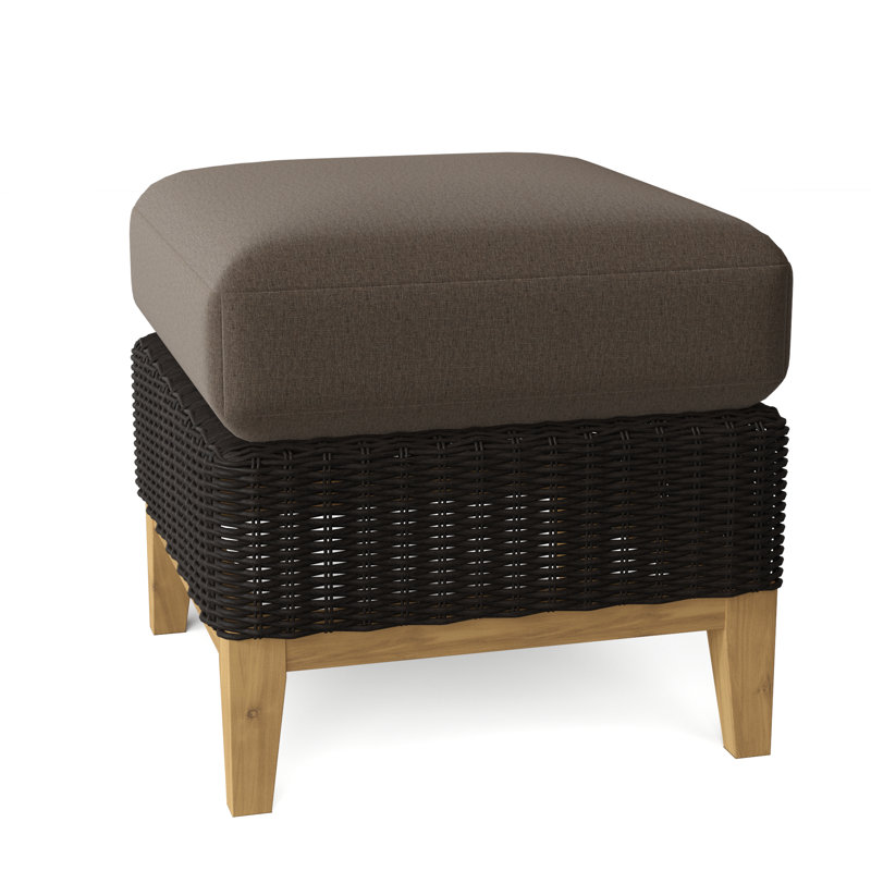 Frances Outdoor Teak Ottoman, Ash, Frances Black