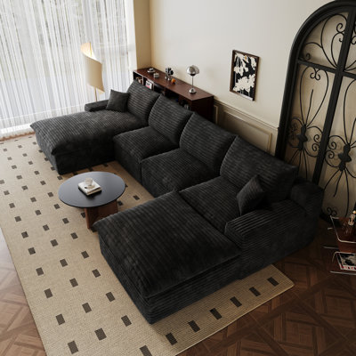135" U Shaped Modular sofa with Corduroy fabric,Double-layer structure, Detachable seat cushion, No assembly required, Suitable for Living room, Bedroom,Conference room, Apartment