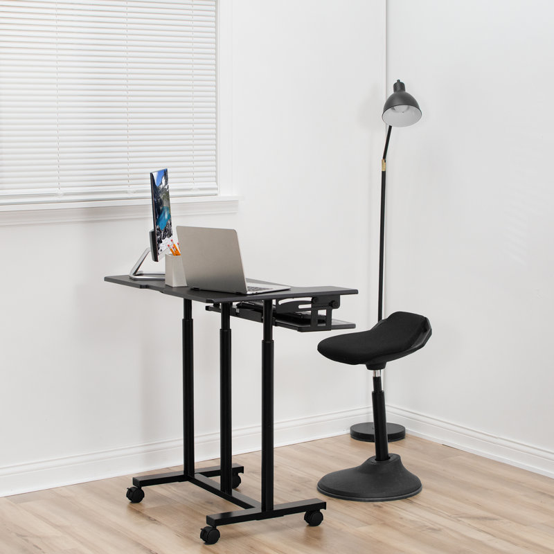 Black Adjustable Height Standing Desk with Keyboard Tray