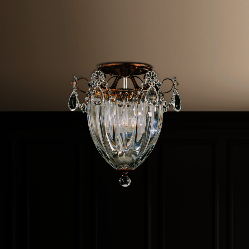 Bagatelle 3 - Light Semi Flush Mount, Heirloom Bronze, Heritage Handcut Crystal Clear