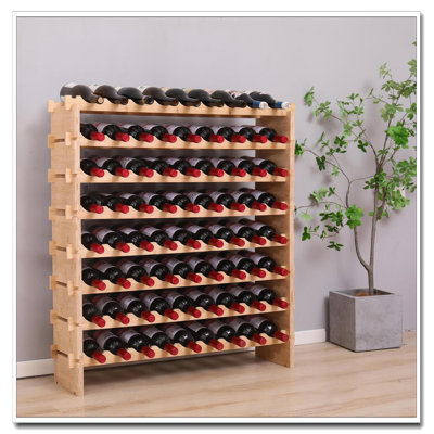 Support à vin 72 bouteilles en bambou - Support de rangement autoportant et empilable