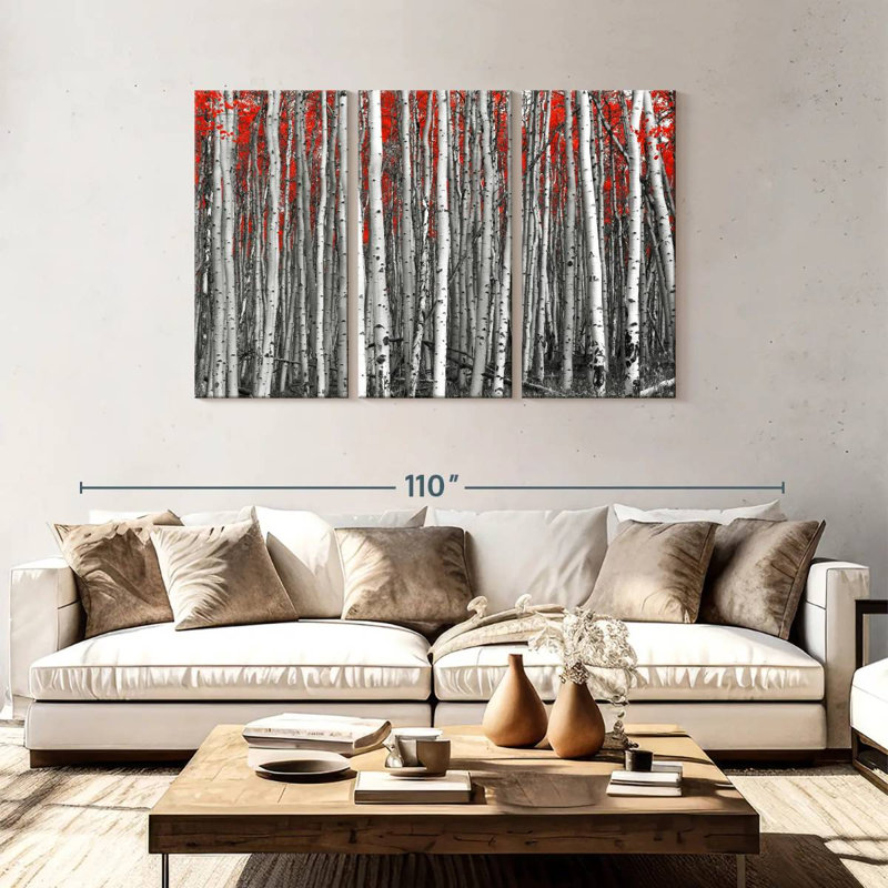Forêt de bouleaux rouges Harnek, H 48 po x l 74 po