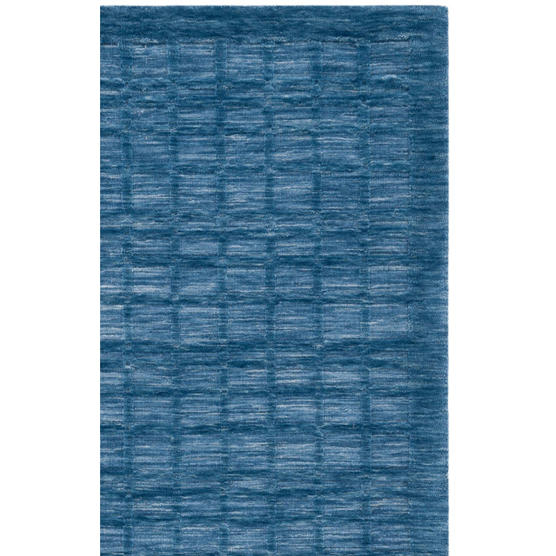 Tapis bleu tissé à la main Caris, Rectangle 8 pi x 10 pi