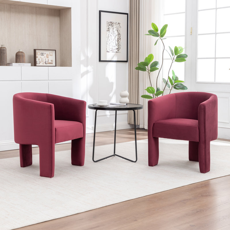 29.13'' H Velvet Curved Dining Chair, Red