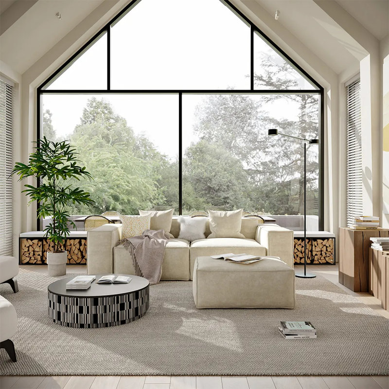 Canapé modulaire surdimensionné en tissu Barrett, H 30,2 po x l 83,86 po x P 65,35 po, Beige, 3