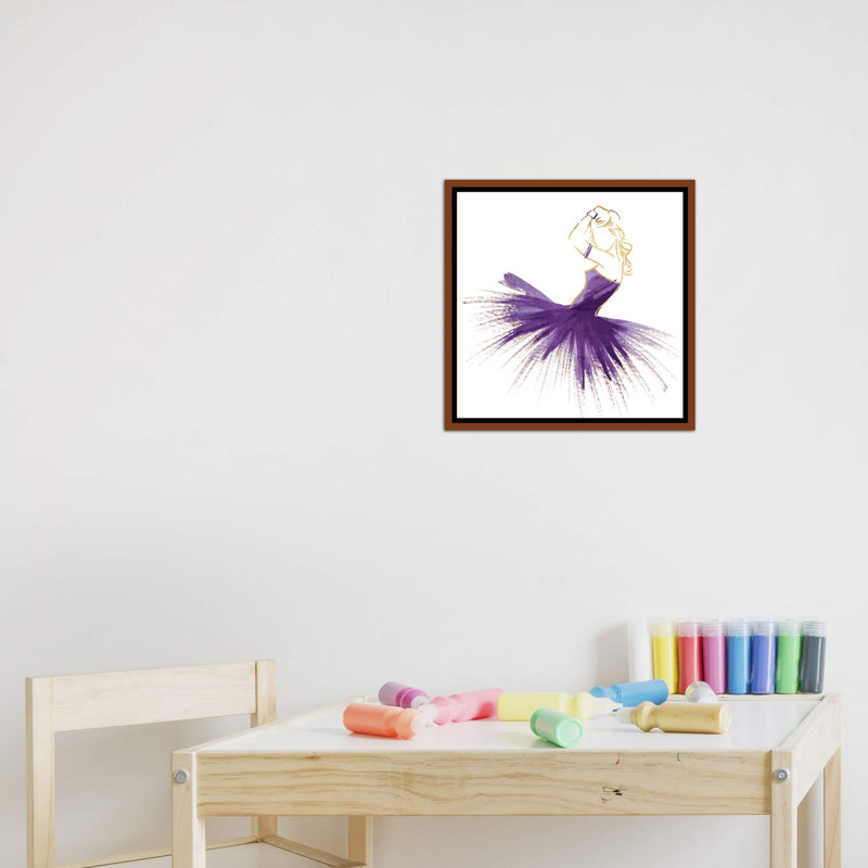 «Purple Gold Attitude» par On Rei - impression d'art graphique, H 18 po x l 18 po x 1,5 po, Toile avec cadre brun