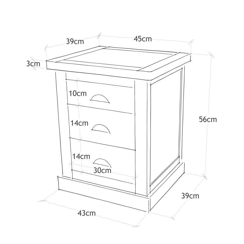 Phineas 45 cm W Bedside Table, Light Wood