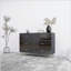 Commode 6 tiroirs à surface ultrabrillante avec poignée dorée et pieds en acier doré de couleur noire-1235991387