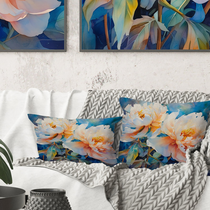 Pivoine rose captivant III - Coussin décoratif à imprimé floral