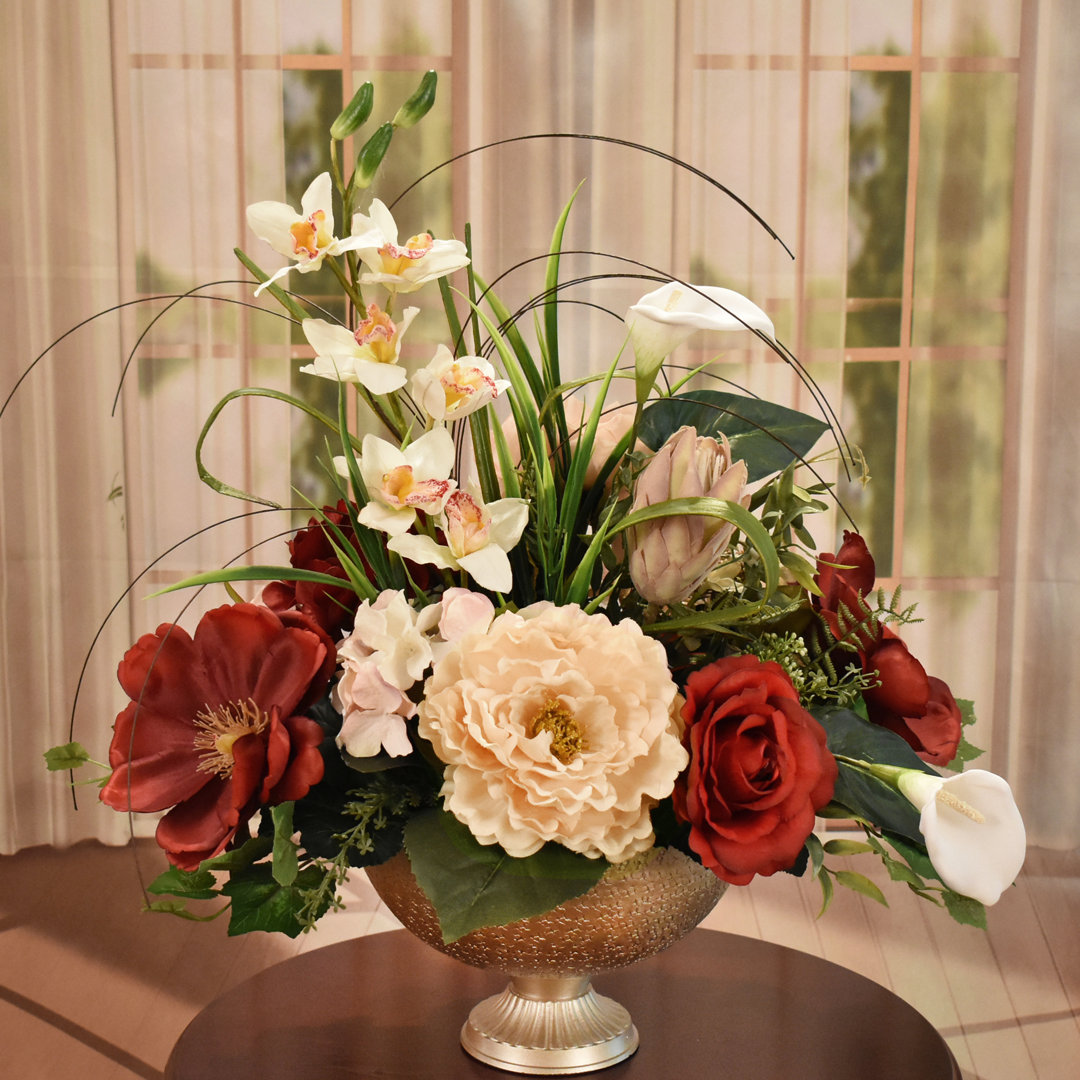 Faux Silk Mixed Assortment Arrangement in Vase Floral Home Decor