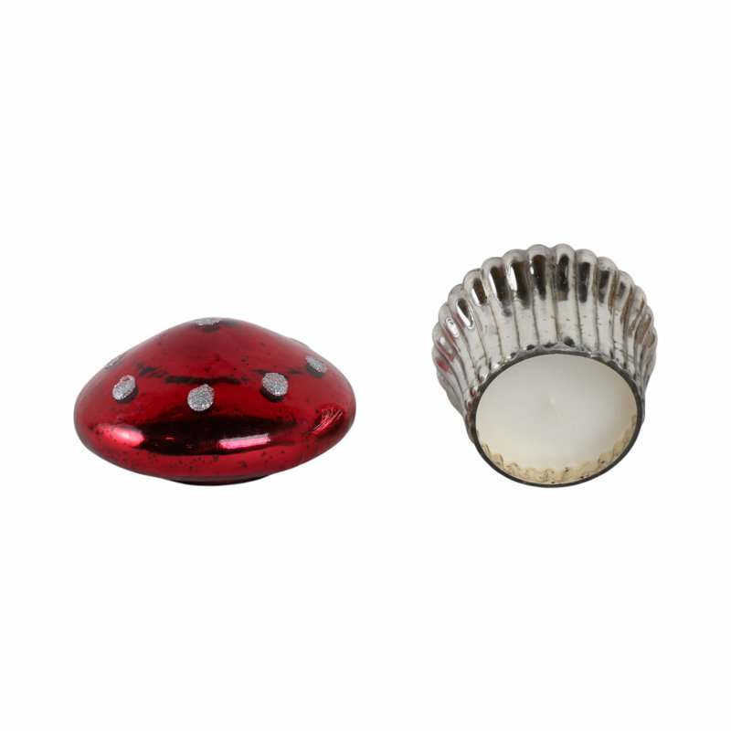 Sagebrook Home 6" 12 Oz Mushroom Candle, Red