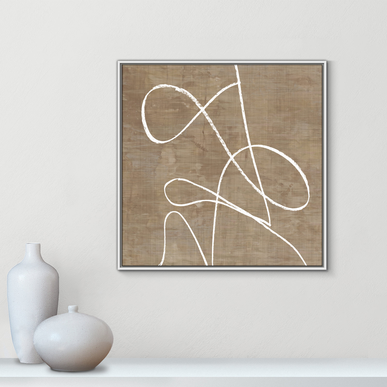 Catana "Swooping Lines" Print, 31.5" H x 31.5" W, White