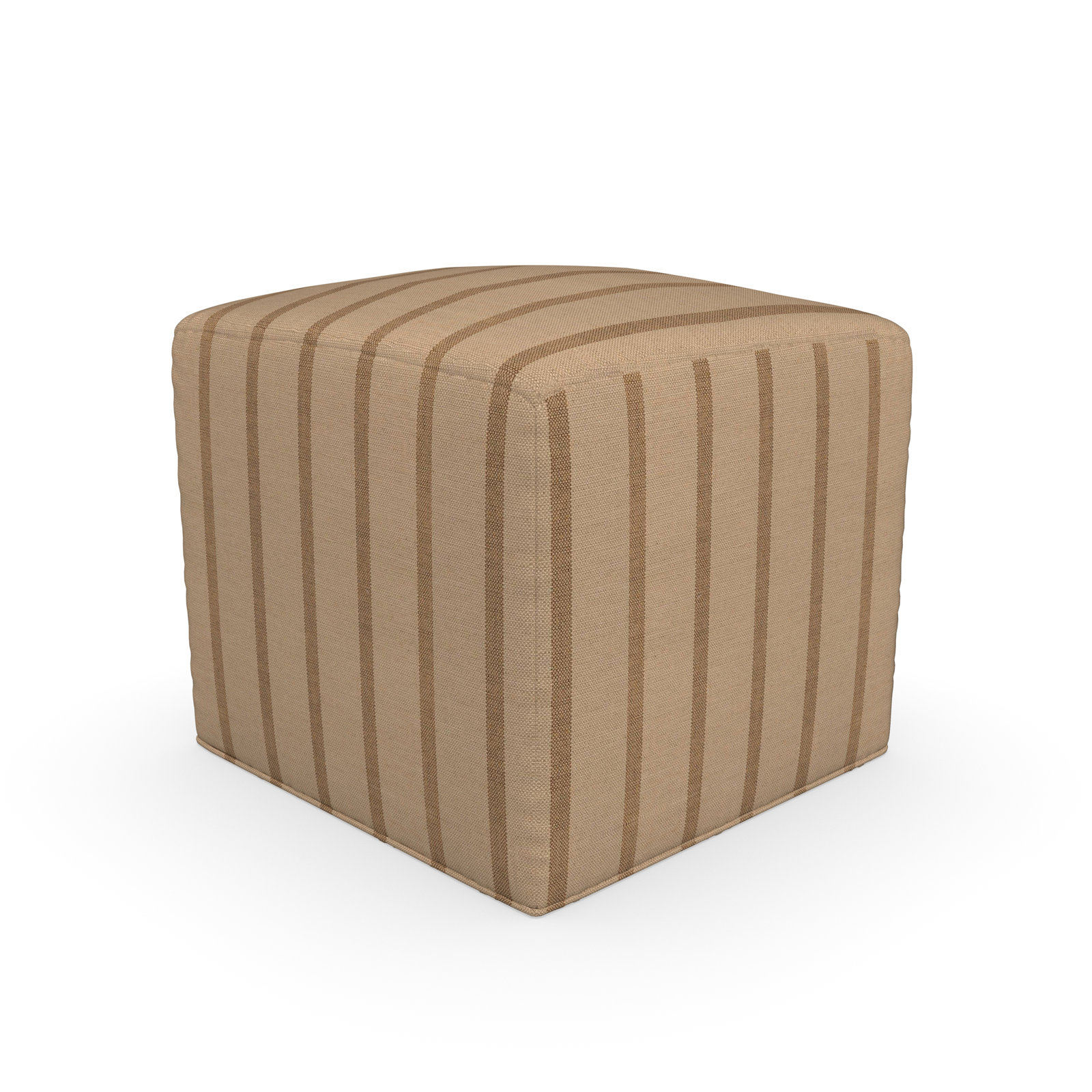 Praia Sunbrella® Patio Ottoman, 18" H x 18" W x 18" D, Unwind Driftwood Striped Sunbrella®