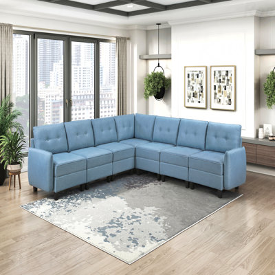 Living Room Furniture Corner Wedge Blue Tufted For Cozy Living Rooms Design Solid Wood Modern Style Comfort Modular Piece Wedge Sofa Hidden Storage