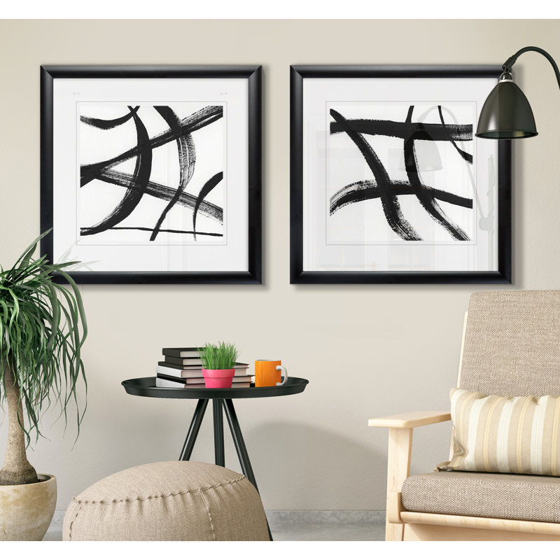 « gestural marks i », ensemble de 2 reproductions de peintures encadrées