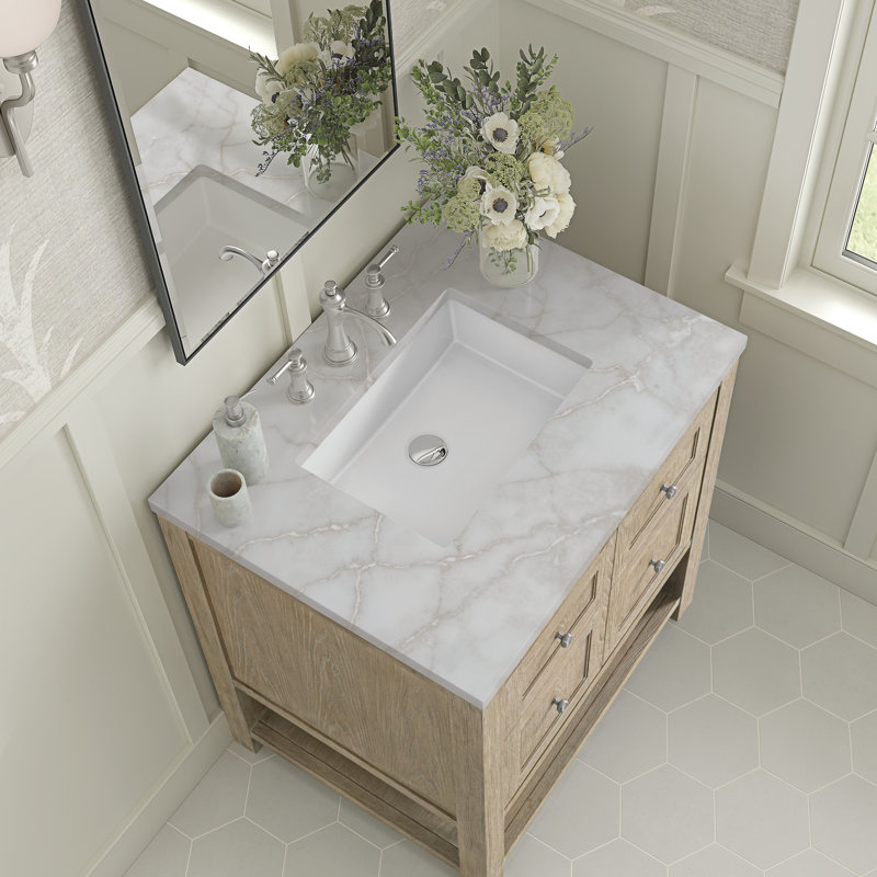 Breckenridge 30'' W Single Vanity, Whitewashed Oak, Victorian Silver, 8" Widespread