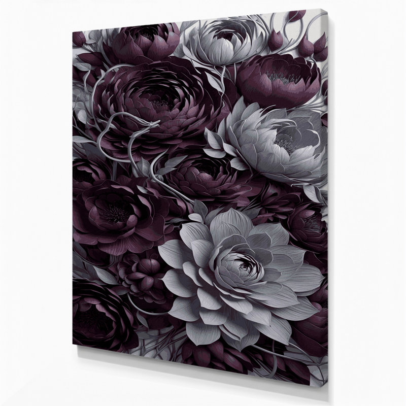 "Abstract Florals" 25, art mural sur toile brune, H 10 po x l 8 po