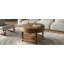 Table basse avec compartiment caché, table basse ronde avec tablette de rangement pour le salon-838306043