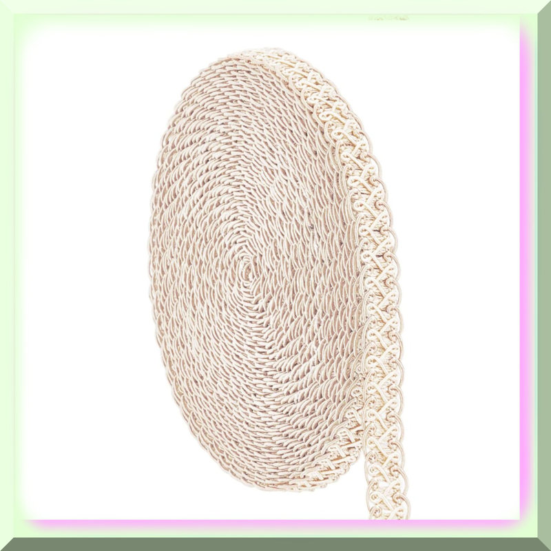 Beige Woven Gimp Braid Trim - 15mm Polyester Lace