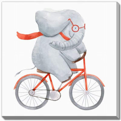 Elephant On A Bike Canvas Wall Art