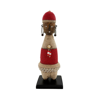 African Beaded Namji Doll, Rounded 13 in