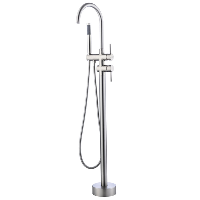 Stainless Steel Floor Mounted Tub Faucet With Leak Design Filler Leak Feature And 3.44 In. Height