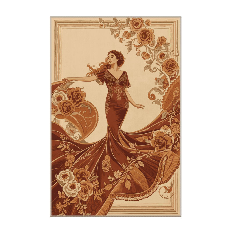 Tapis floral doux et moelleux à motif floral brun et beige Jamarcus, 6x9
