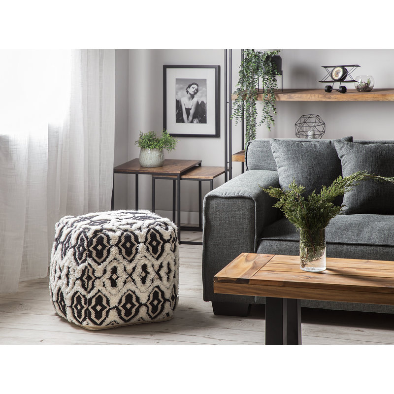 Quin 45cm Wide Square Ikat Pouffe Ottoman