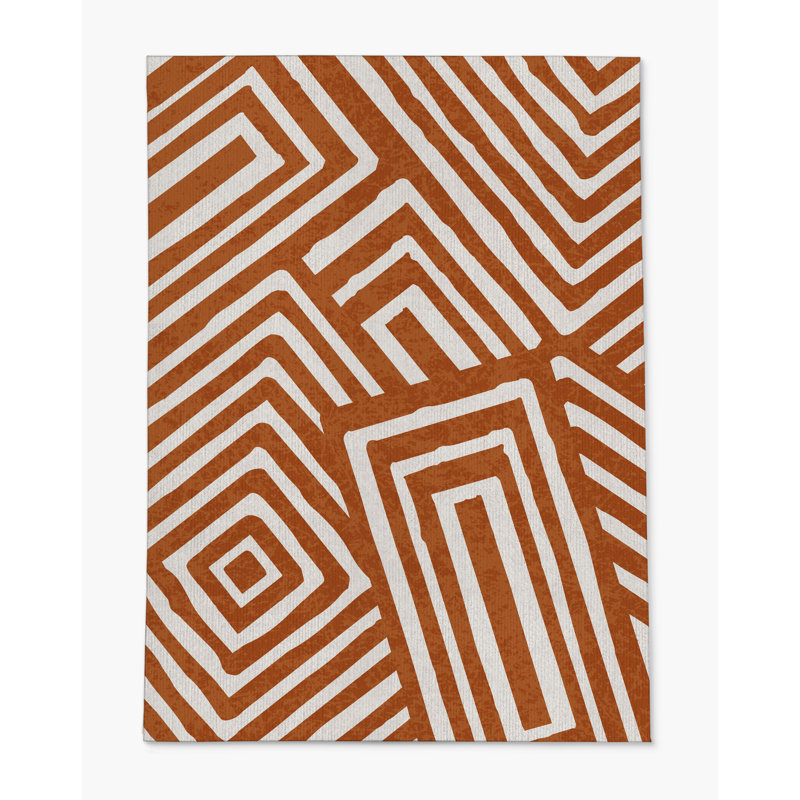 Tapis de chaise rectangulaire Bilo, H 36 po x l 60 po, Orange / beige