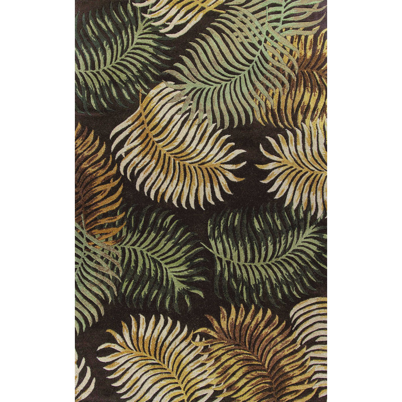 Tapis floral en laine touffeté à la main Delview, Espresso, Rectangle 2 pi 6 po x 4 pi 2 po