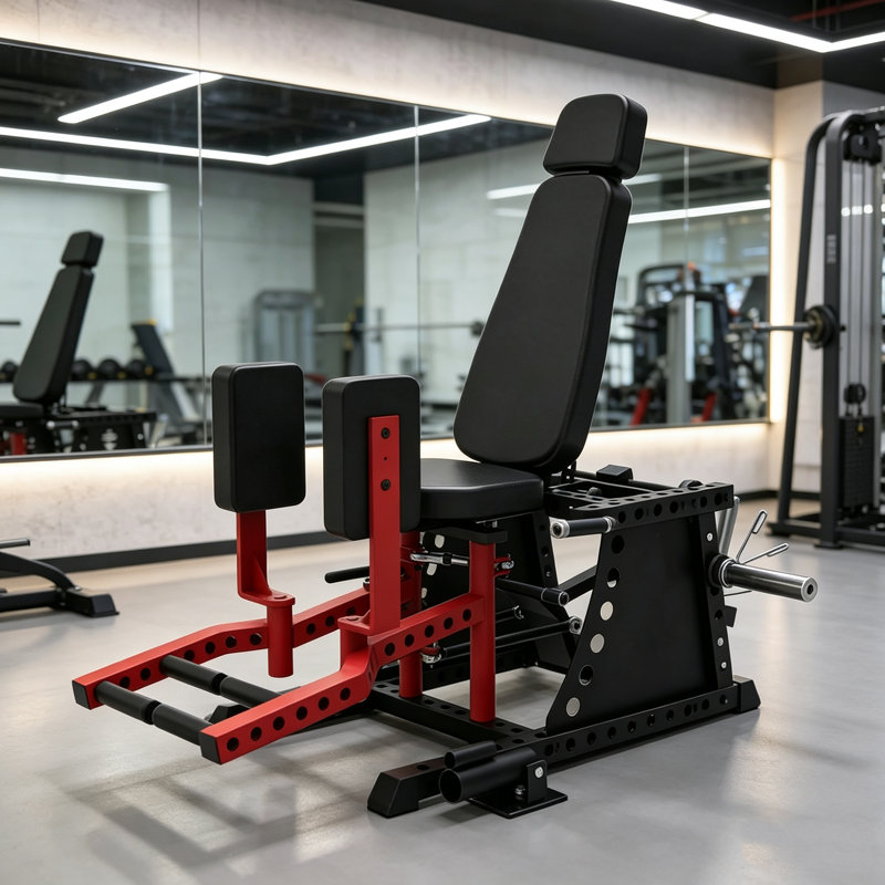 Appareil d'abduction de la hanche pour salle de sport à domicile, réglable sur 6 niveaux avec coussin rotatif à 360°, capacité de 907 kg et accessoire Landmine pour l'entraînement des fessiers et des cuisses, noir et rouge