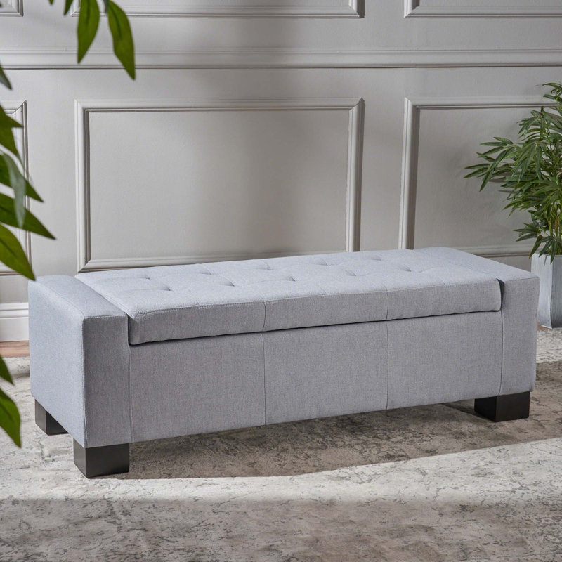 Banc de rangement moderne pour repose-pieds, Gris clair, H 16,82 po x l 50,32 po x P 19,89 po