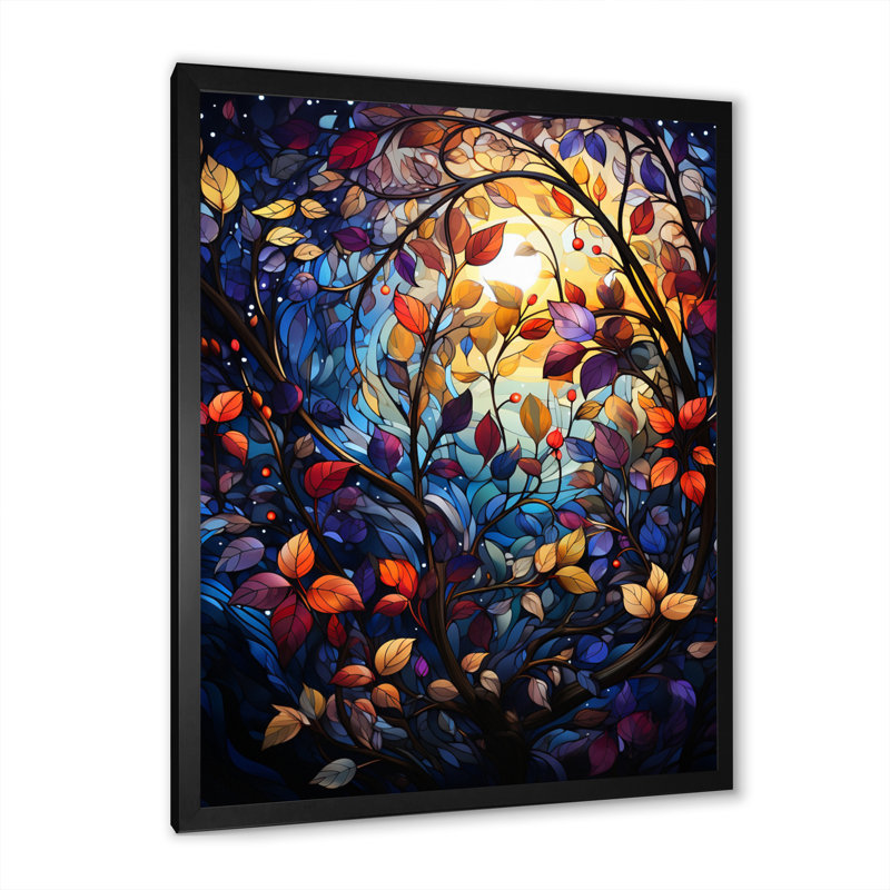 Humfrid Multicolor Vibrant Vines III - Imprimé, Cadre simple noir, H 20 po x l 12 po x P 1 po