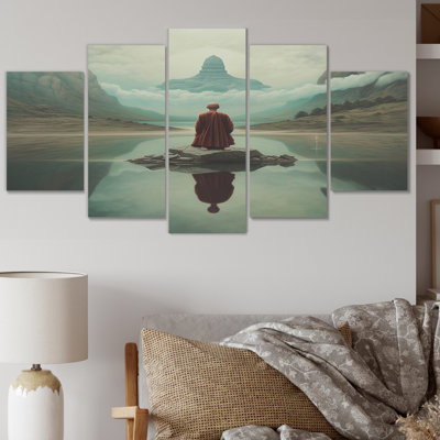 Mindfulness Buddhist Mink Meditating - Meditation Wall Art Print - 5 Panels