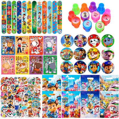 Paw Patrol Party Favours,114Pcs Paw Patrol Gift Bag Stickers Slap Bracelets Badge