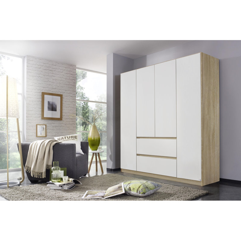 Mainz 4 Door Wardrobe, Alpine White/Oak
