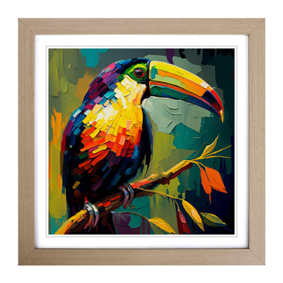 Toucan Palette Knife Painting - Framed Print